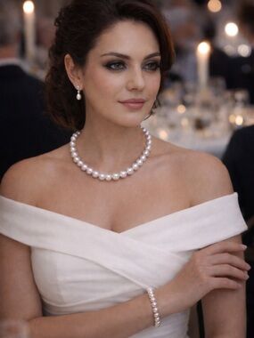 Vintage Glass Pearl Necklace & Bracelet Set